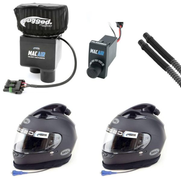 Mac Air Two Person Air Pumper complete system with with 2 Wired Bell Qualifier Pumper Helmets | Rugged Radios Online Sale