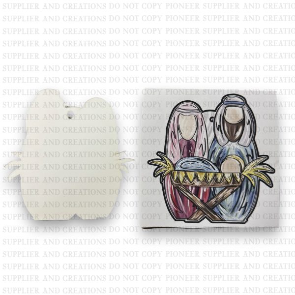 Joseph Mary and Baby Jesus Ornament Sublimation Blank with TRANSFER OPTION | Exclusive Blushing Cotton Hot on Sale