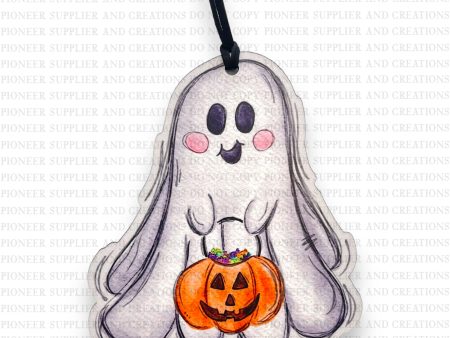 Trick or Treat Ghost Ornament Sublimation Blank | Exclusive Alicia Ray Art Supply