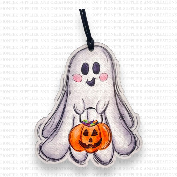 Trick or Treat Ghost Ornament Sublimation Blank | Exclusive Alicia Ray Art Supply