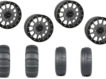 System 3 Beadlock Beadlock GunMetal Wheels with 32  GMZ Sand Stripper Paddle Tires Hot on Sale