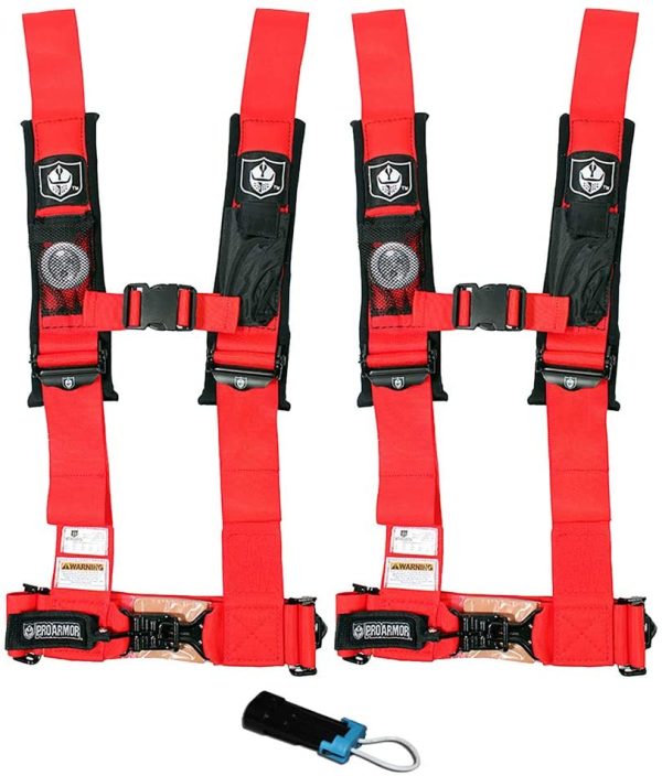 Pro Armor 4 Point 2  Harness Set with Free Polaris   Can Am Override Plug Cheap