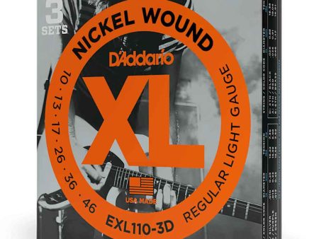 D Addario 10-46 3 Pack EXL110 3D Nickel Wound Regular Light Electric Guitar Strings on Sale