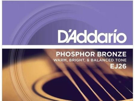 D Addario EJ26 Phosphor Bronze Acoustic Guitar Strings, Custom Light, 11-52 Online Sale