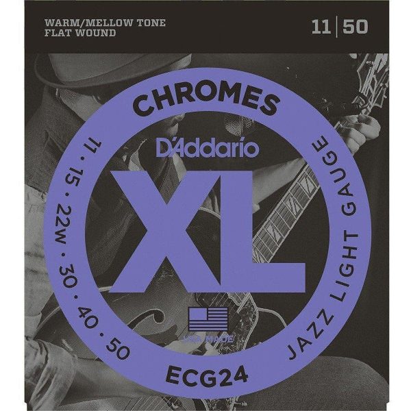 D Addario ECG24 Chromes Flat Wound, Jazz Light, 11-50 For Cheap